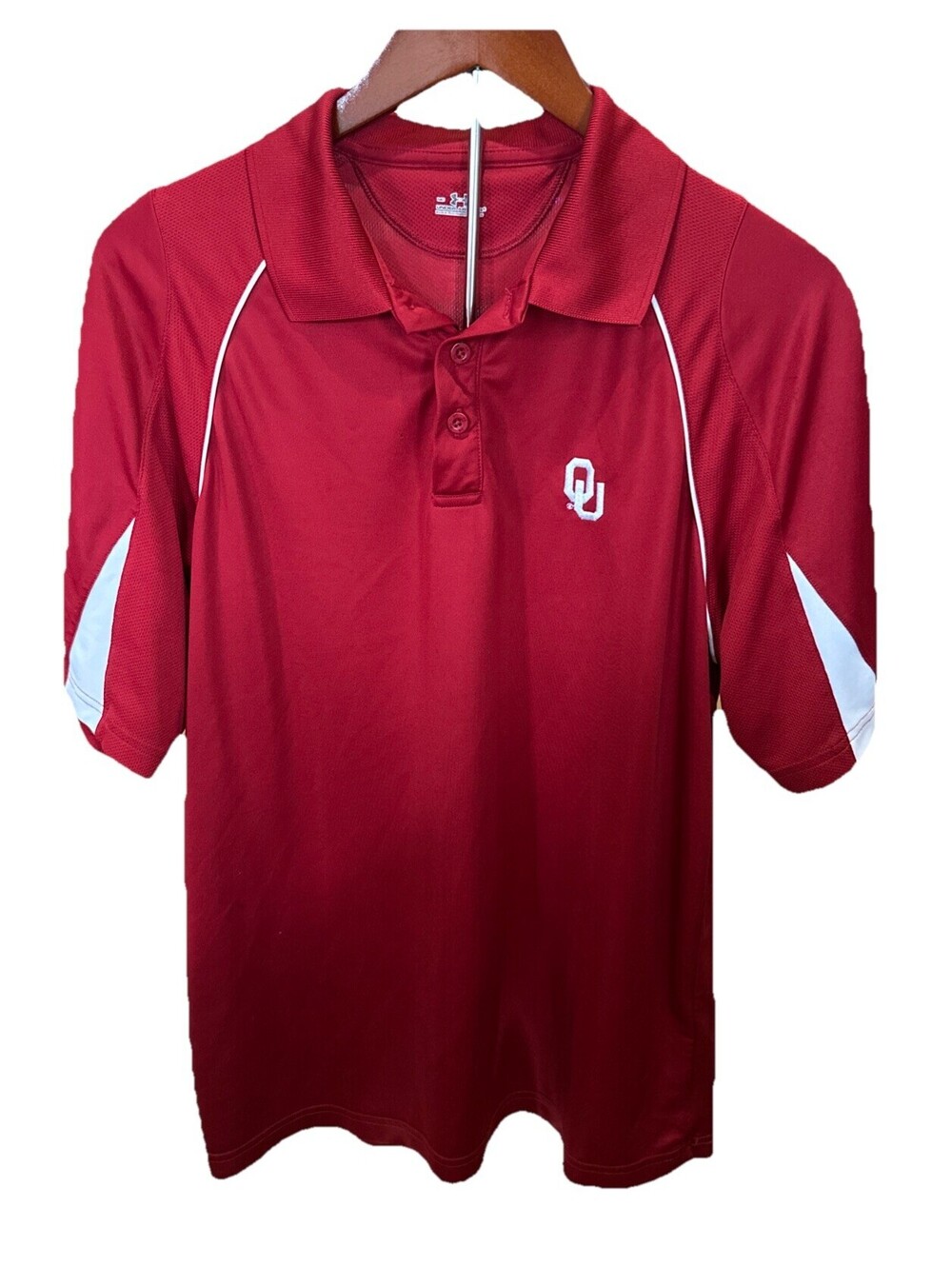 Oklahoma Sooners Under Armour Polo Size Medium Maroon And White